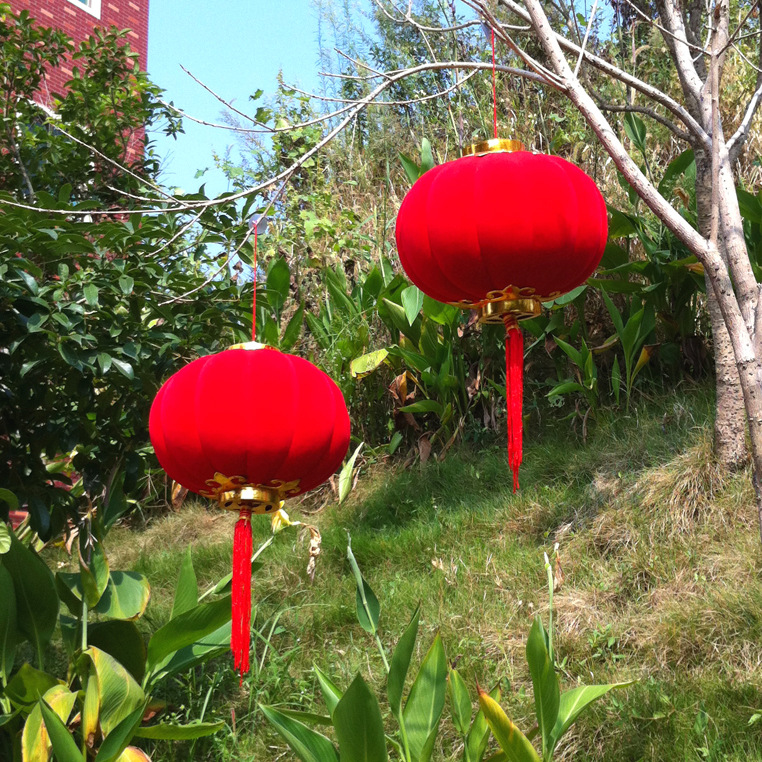 25#植绒红/红灯笼春节用/大红灯笼细节图