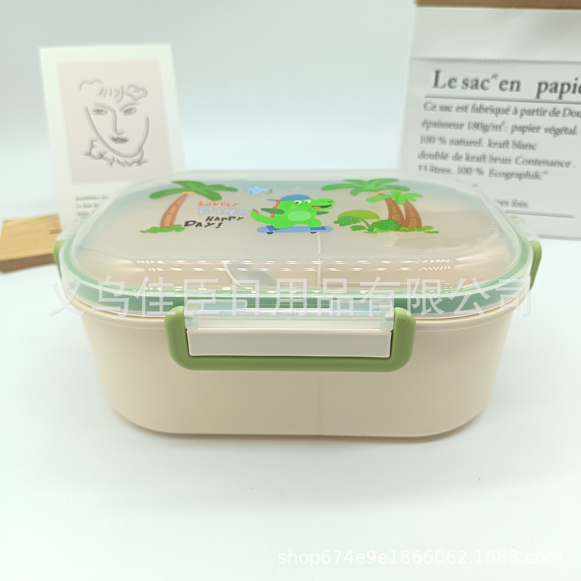 Amazon's best-selling microwave oven, small dinosaur pattern, high appearance level lunch box, cute lunch box for office workers, children and students Specification drawing