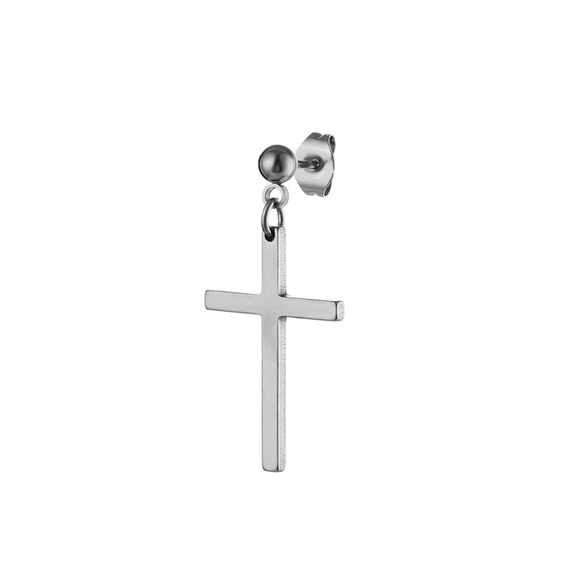 Korean bestsellers, personalized and fashionable titanium steel ear studs, men's trendy large cross earrings, cool and stylish stainless steel earrings Item Picture