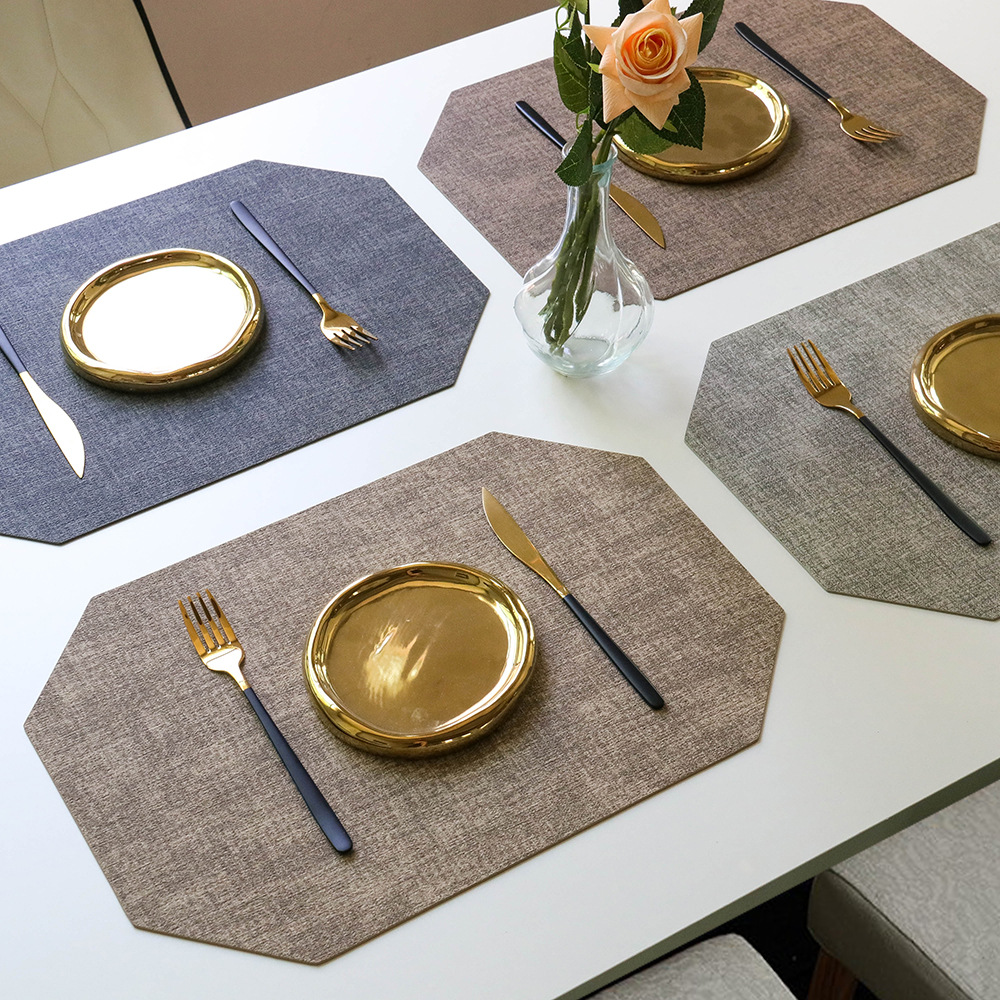 Pvc Leather Placemat Nordic Western Placemat Light Luxury Octagonal Table Mat Waterproof Oil Insulation Mat Hotel Table Mat details Picture