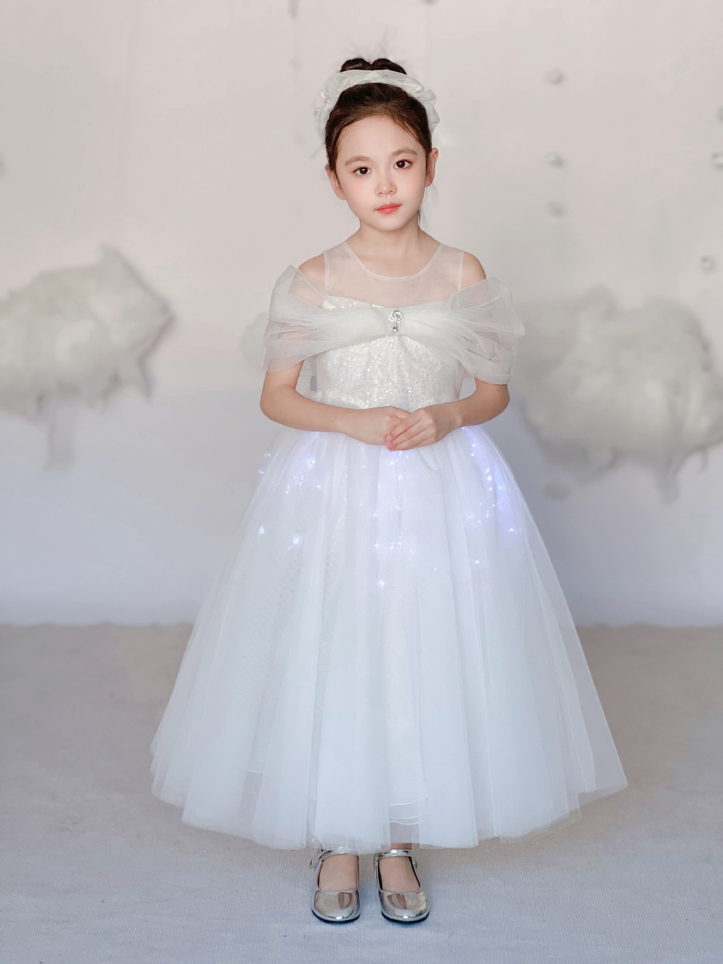 童装女童冰雪奇缘发光公主裙2023夏季儿童爱莎连衣裙生日礼服长裙