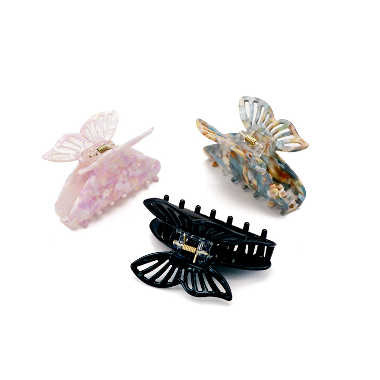 Early spring color Korean-style butterfly claw clip, new acetate hair clip, sweet and elegant gradient floral shark clip at the back of the head Item Picture