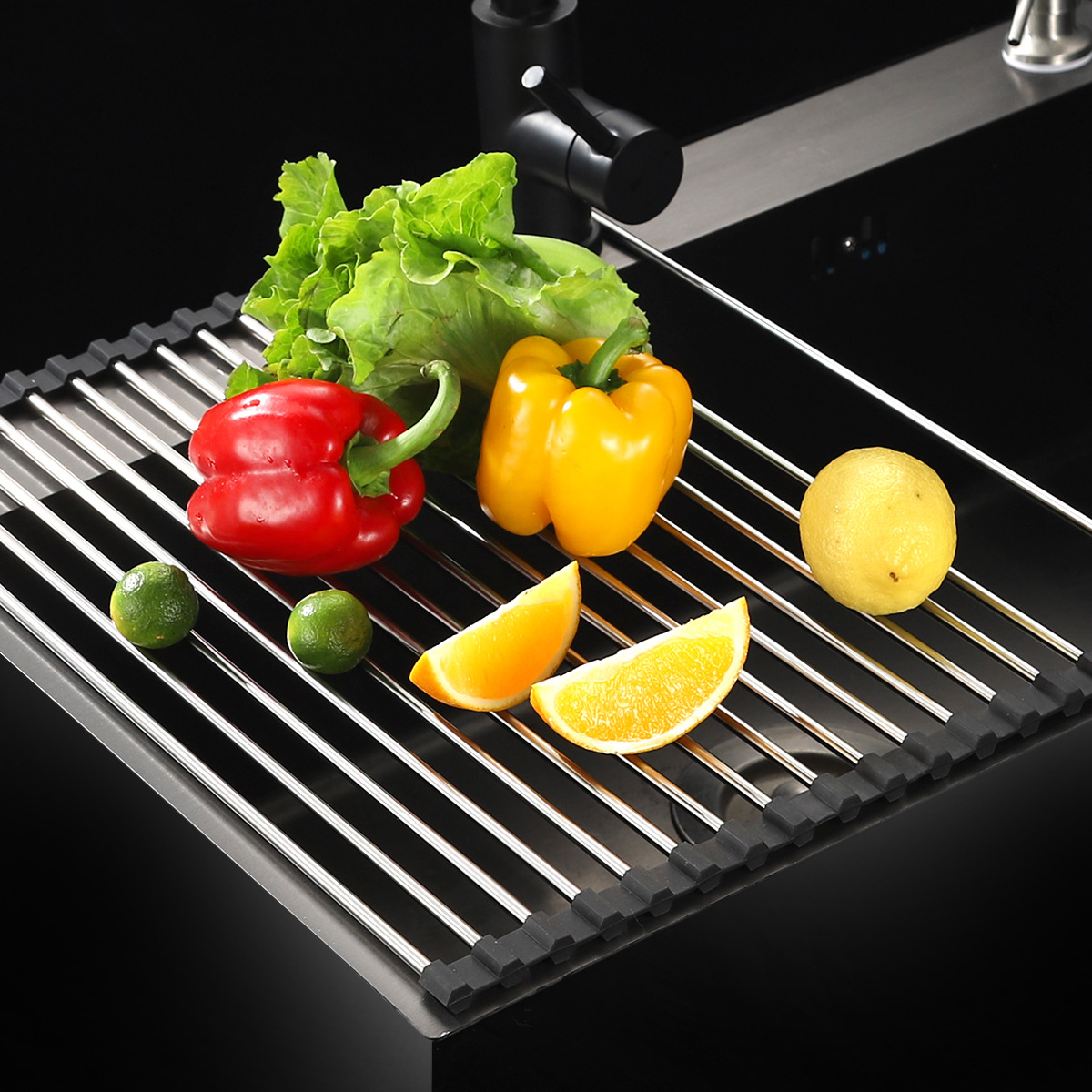 Amazon Collapsible Stainless Steel Drain Rack Dish Rack Sink Kitchen Storage Rack Drain Rack details Picture