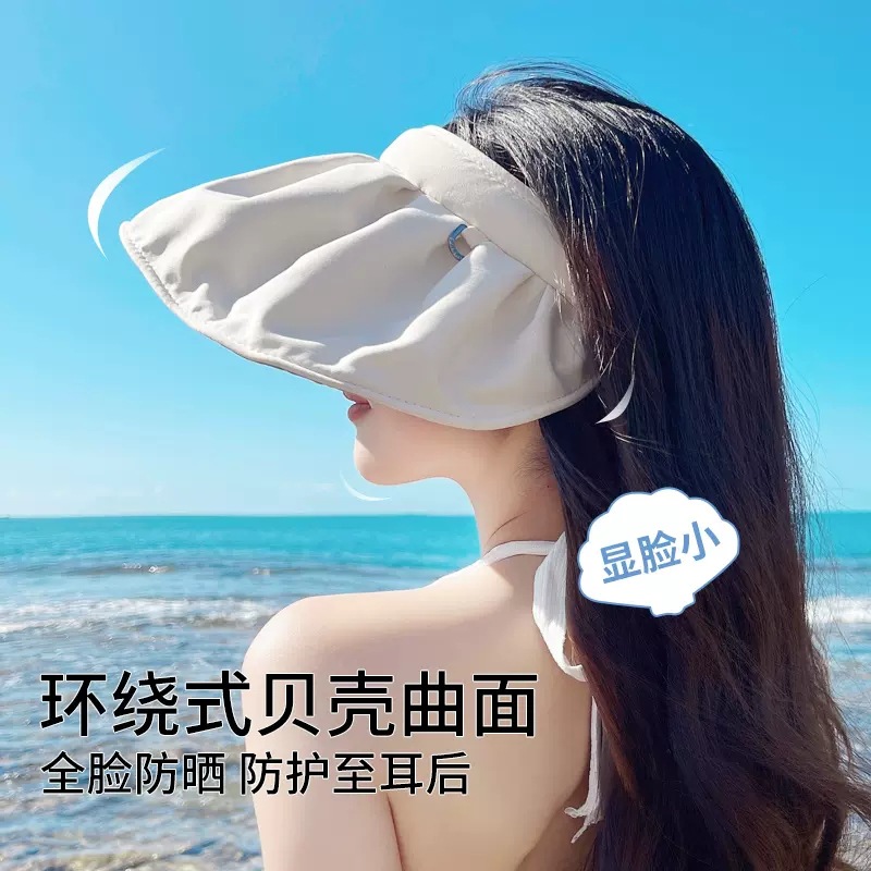 Sunscreen hat female summer UV protection sun hat cycling empty top cover face sun hat wholesale folding shell hat Specification drawing