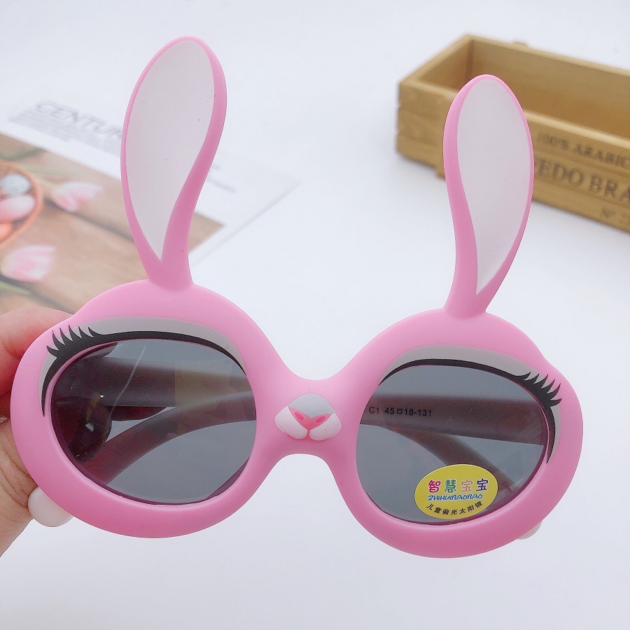 Children's polarizing glasses, smart baby sunglasses, UV-protective glasses for boys and girls, cartoon rabbit silicone glasses details Picture