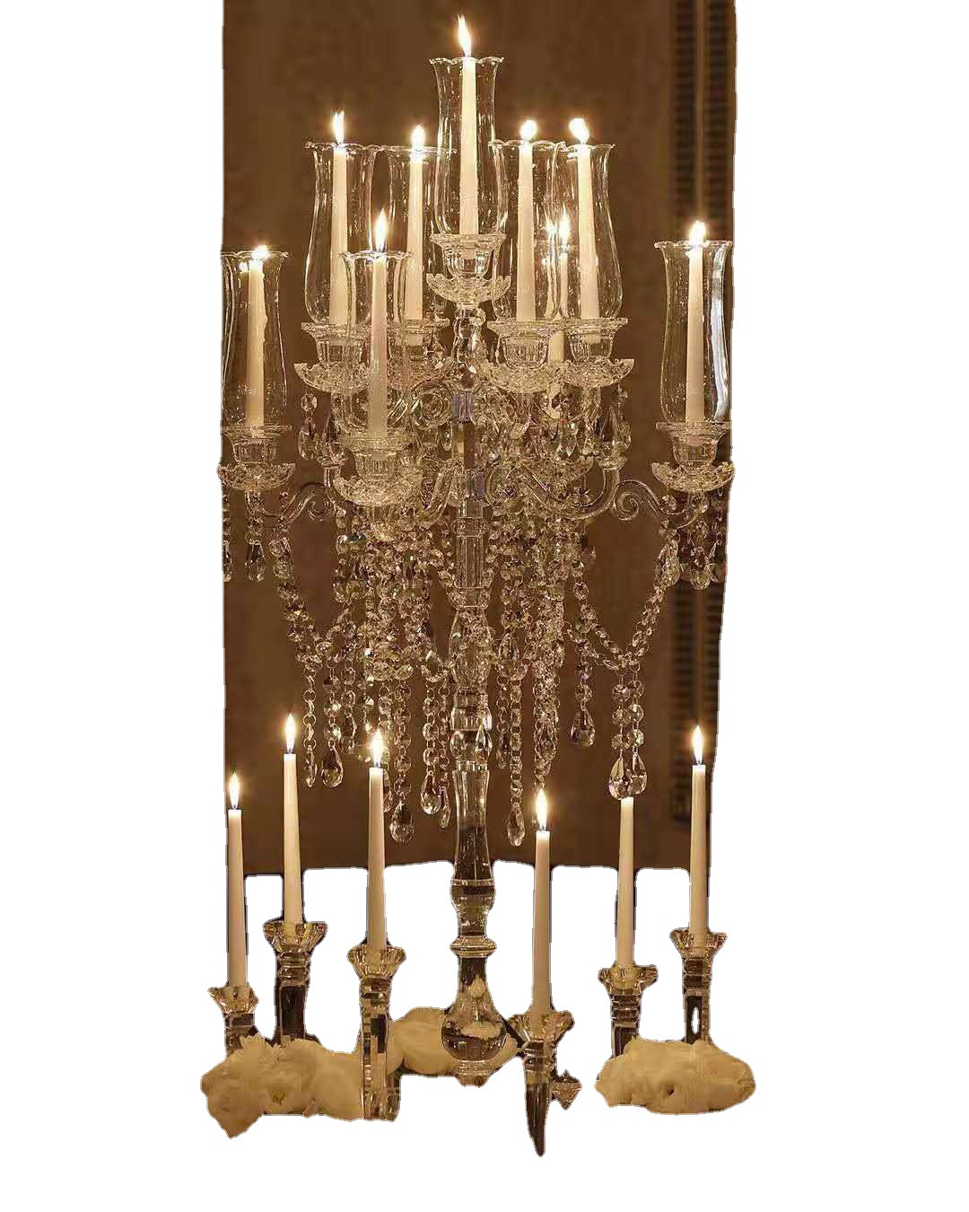 9 Head European Crystal Candlestick Wedding Wedding Multi-Wind Candlestick 5 Head Glass Candlestick Home Decoration Item Picture