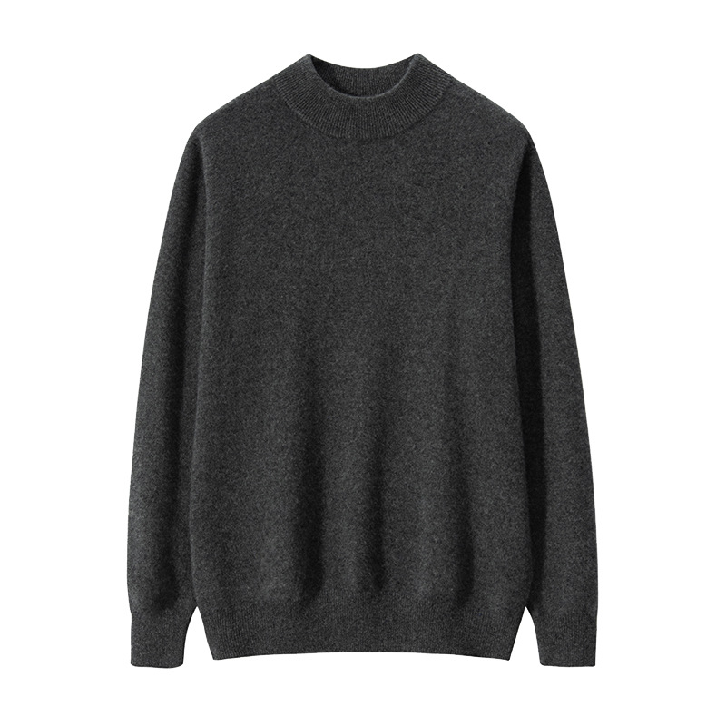 New autumn and winter cashmere sweater for men, semi-high neck solid color inner layer sweater, business casual wool base knitted sweater Item Picture