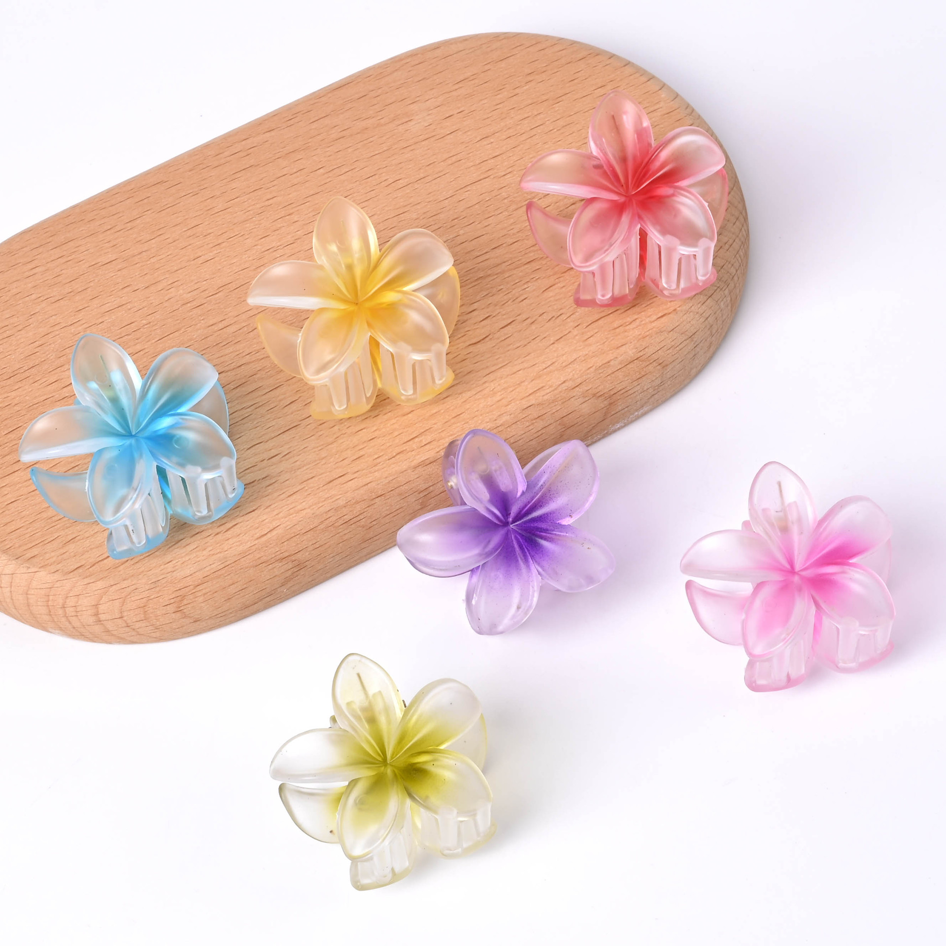 4cm matte gradient frangipani color travel essential hairpin, half-tied ponytail side clip, wholesale foreign trade supply