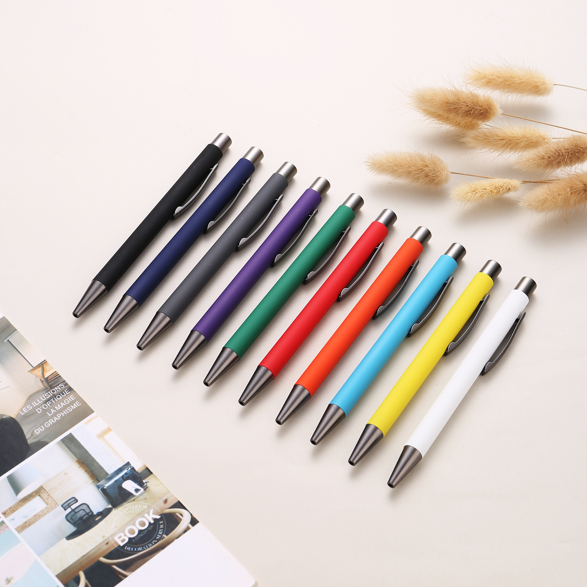 ins high-appearance-level colored ballpoint pens, quick-drying gel pens without ink break, can print logos, student writing stationery Specification image