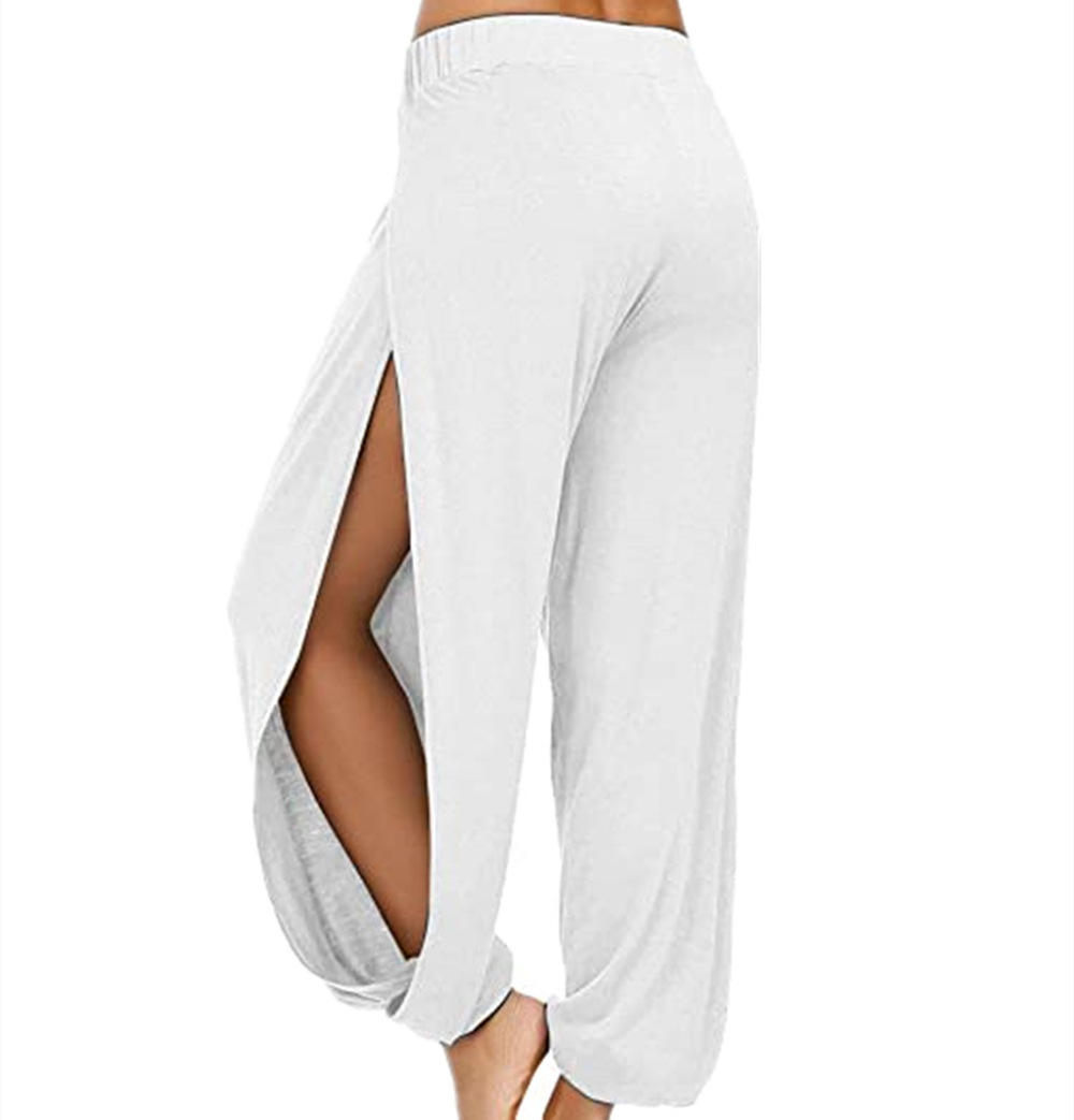 2021跨境亚马逊wisheBay新款欧美女式高开叉嬉皮哈伦裤瑜伽裤详情图1