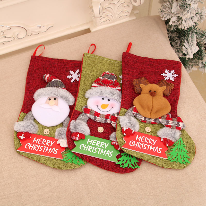 New Cross-Border Large Christmas Stocking Gift Bag Children's Candy Bag Cartoon Gift Bag Alphabet Brand Christmas Socks Application Scenario