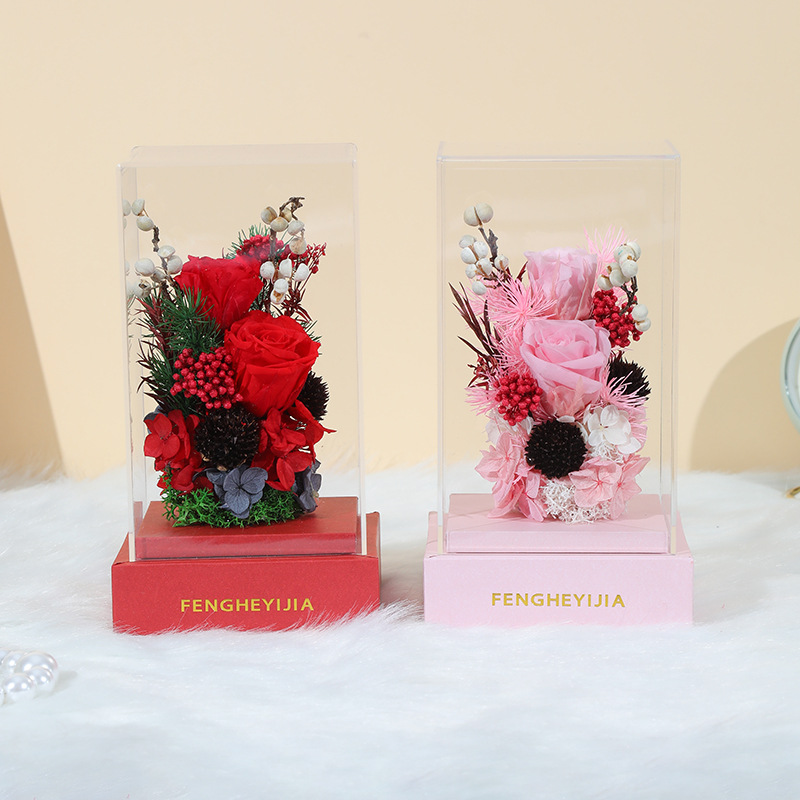 Valentine's Day glass cover rose gift LED eternal flower hydrangea gift box decoration simulation creative gift Specification drawing