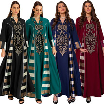 加色A052中东跨境女装珠片绣花拼接女装穆斯林阿拉伯muslim连衣裙