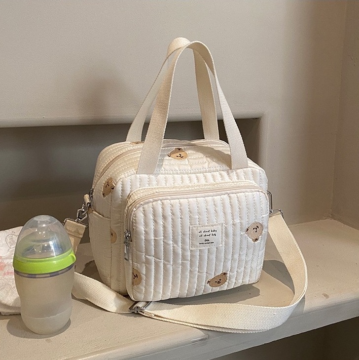 Korean Version Of The Mother Bag Polyester New Bear Embroidery Mother And Child Bag Large Capacity Out Of The Mother Shoulder Crossbody Bag Cross-Border details Picture