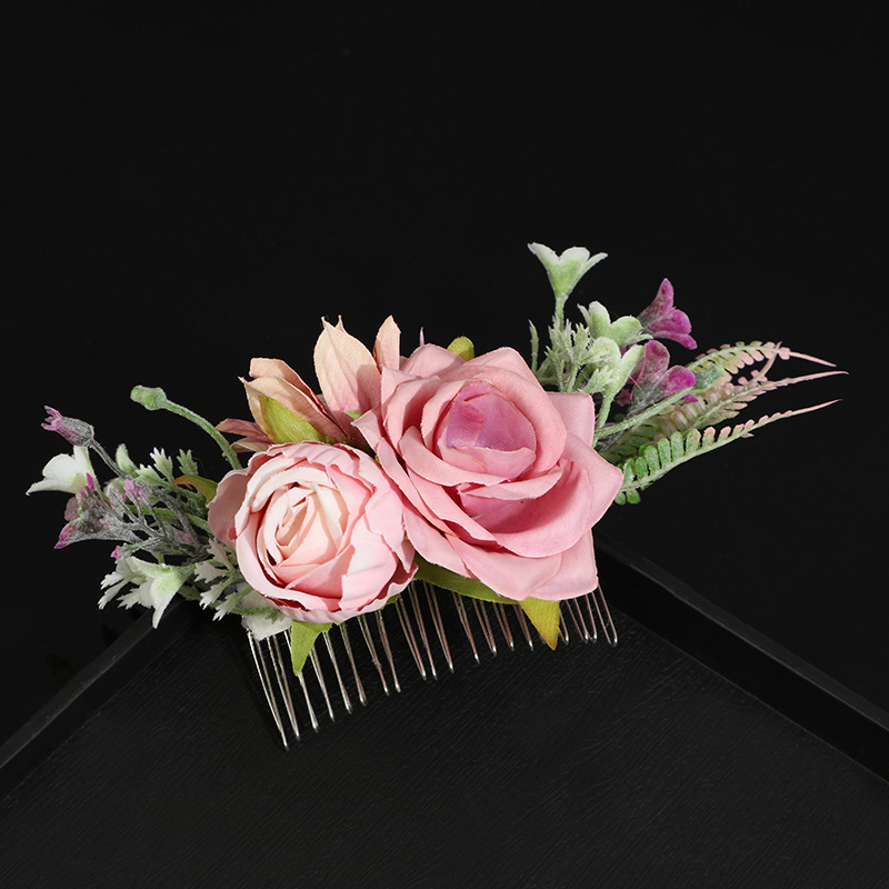 Forest-themed dried flower, leaf and flower hair accessories, vacation hair combs, photo accessories, bridal wedding bun decoration clips Specification image