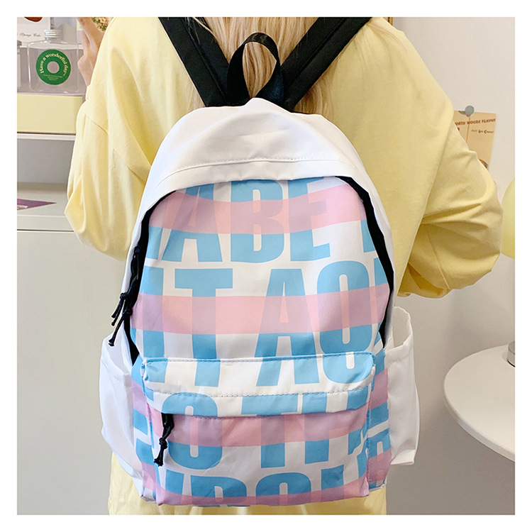 嘻哈字母涂鸦书包情侣款双肩包日系可爱学生学院风校园大容量背包详情6