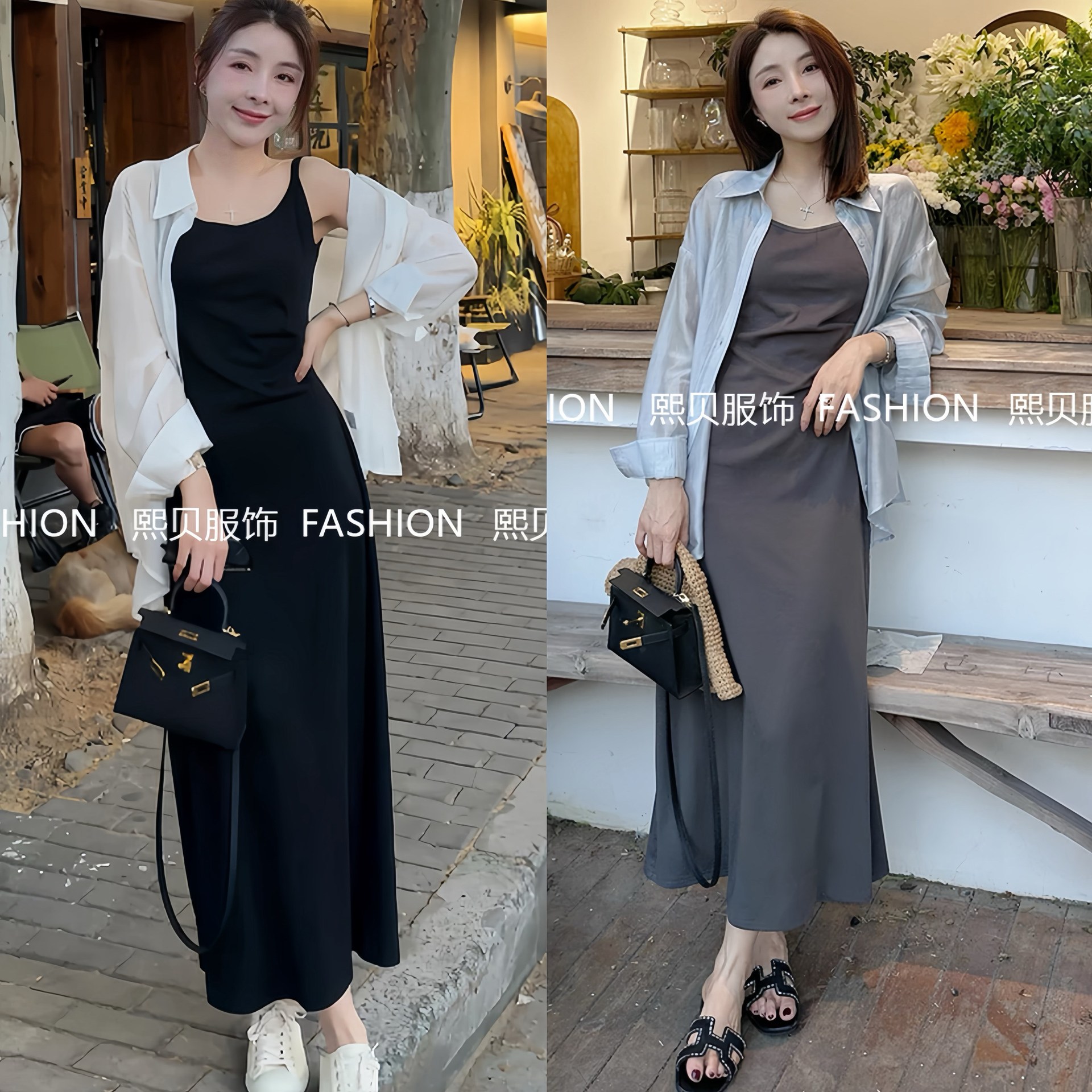 A complete set of long-sleeved shirts, halter dresses and two-piece sun protection suits for summer wear, looking youthful, beautiful and stylish for women