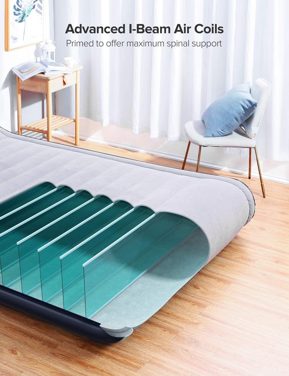 新款内置泵充气植绒床 加厚双人气垫床便携式户外易折叠床详情图3