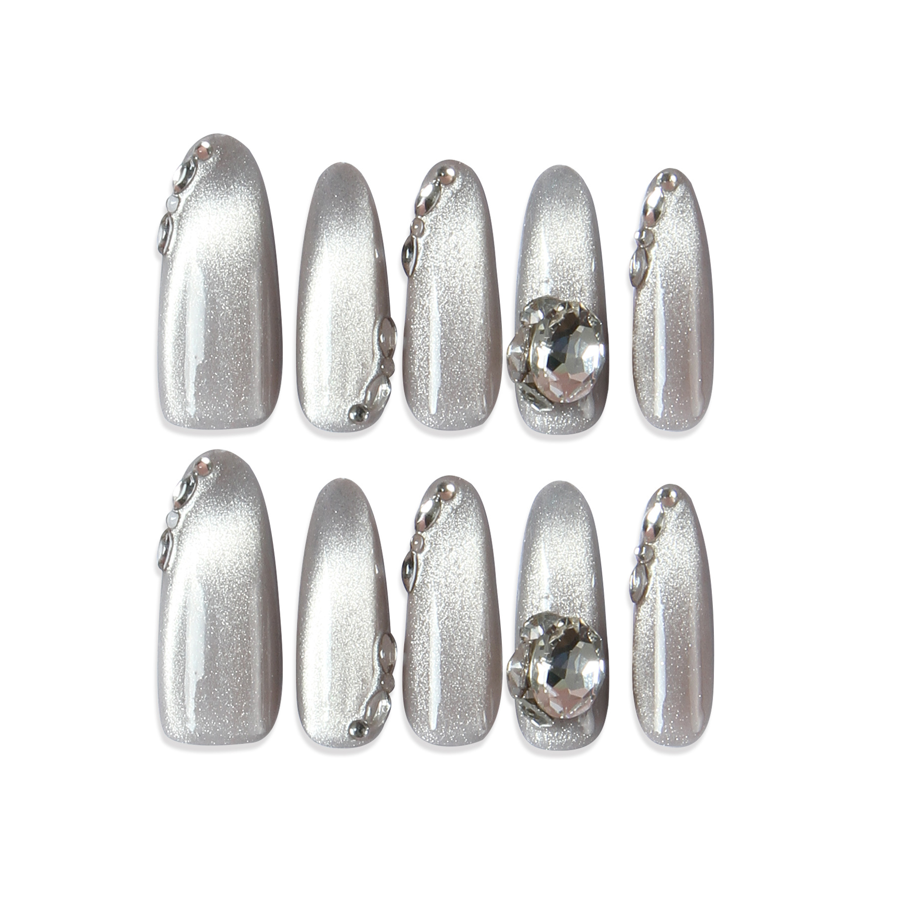 Long Almond Nail Pure Hand-Worn Nail Mirror Cat Eye With Plastic Box Kit Application Scenario