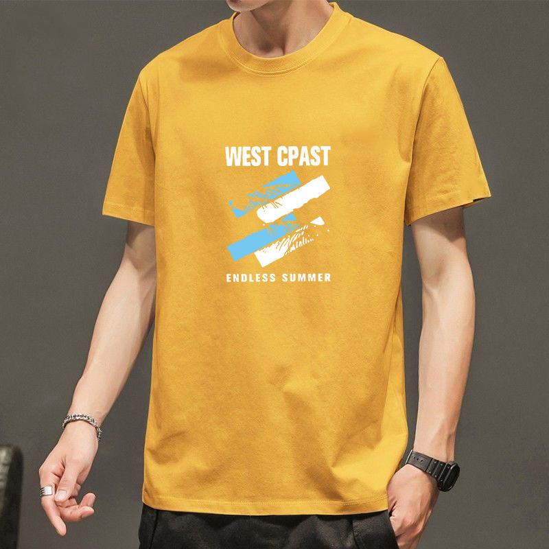 Summer men's wear letter round-neck short-sleeved T-shirt, men's T-shirt, fashionable short style, trendy and versatile, casual wear, men's T-shirt Specification image
