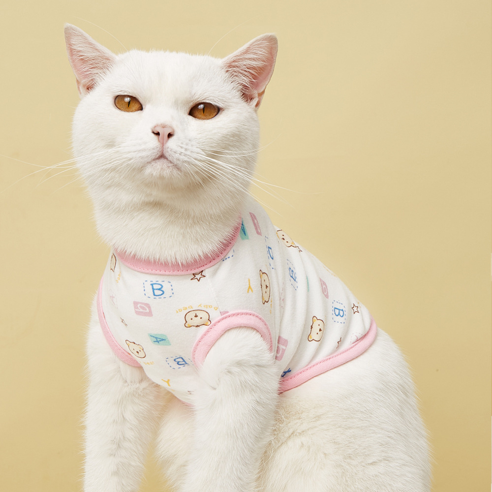 T's new cute cartoon sleeveless pet spring and summer cool and comfortable dog and cat vests, vests, and pure cotton pet clothes details Picture