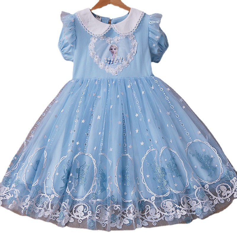New Korean version of girls' dress, children's gauze dress, Frozen Esha style Esha princess dress, children's clothing Item Picture