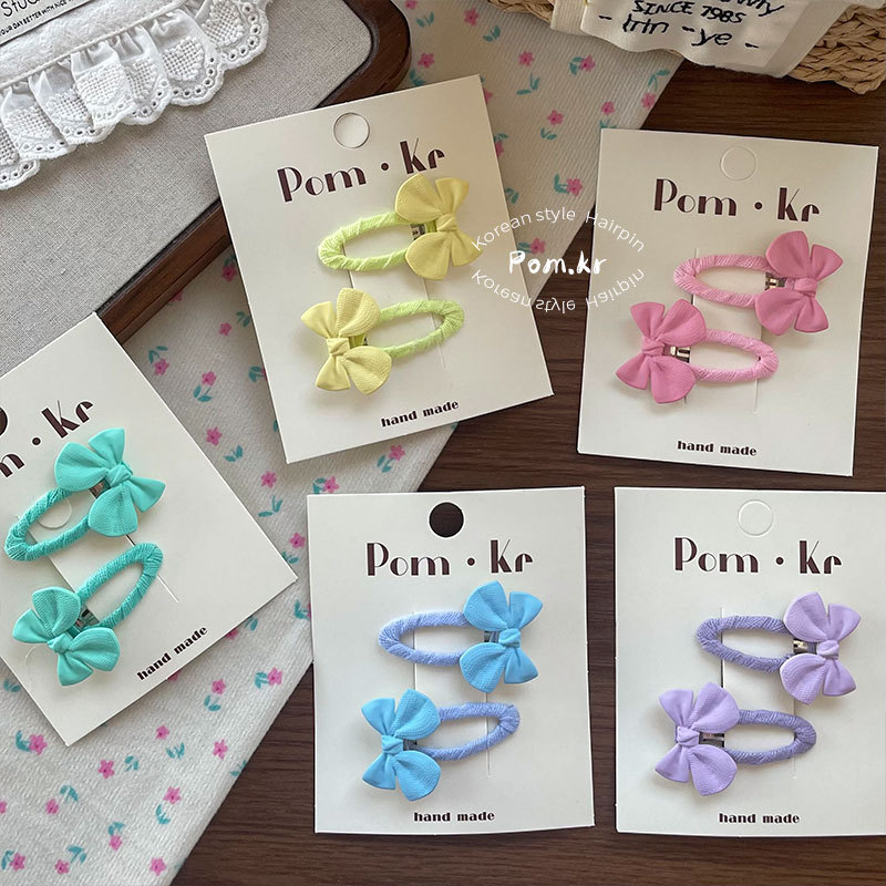 New Korean-style sweet bow hair clips for girls, side bangs clips with broken hair, fabric matching and bye-bye hair accessories for girls Application Scenario