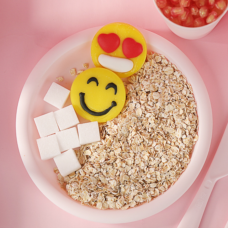 Japanese children's plastic dinner plate six-piece snack set Round plate dinner plate colorful tableware Specification drawing