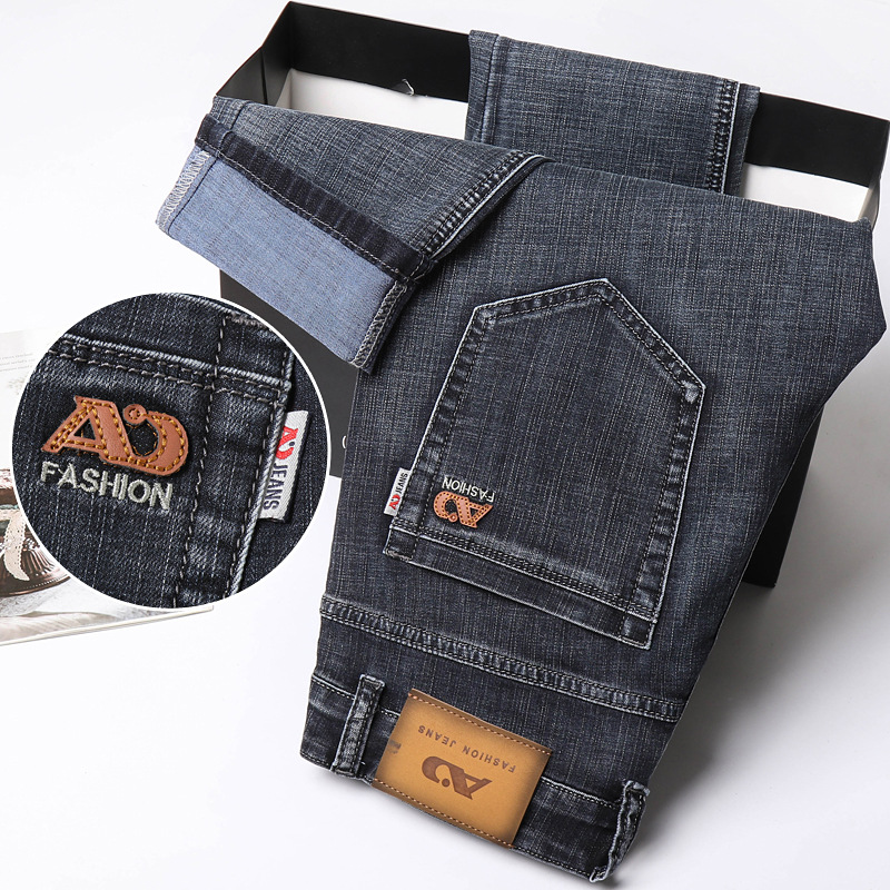 2024 Spring and Autumn new high-end light luxury jeans for men, straight-leg loose, large-sized stretch men's business casual pants details Picture