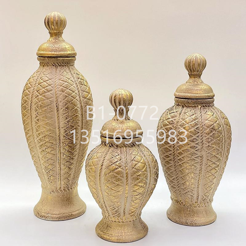 美式乡村做旧loft金属花瓶 工业风民宿玄关将军罐储物罐 金堡花瓶