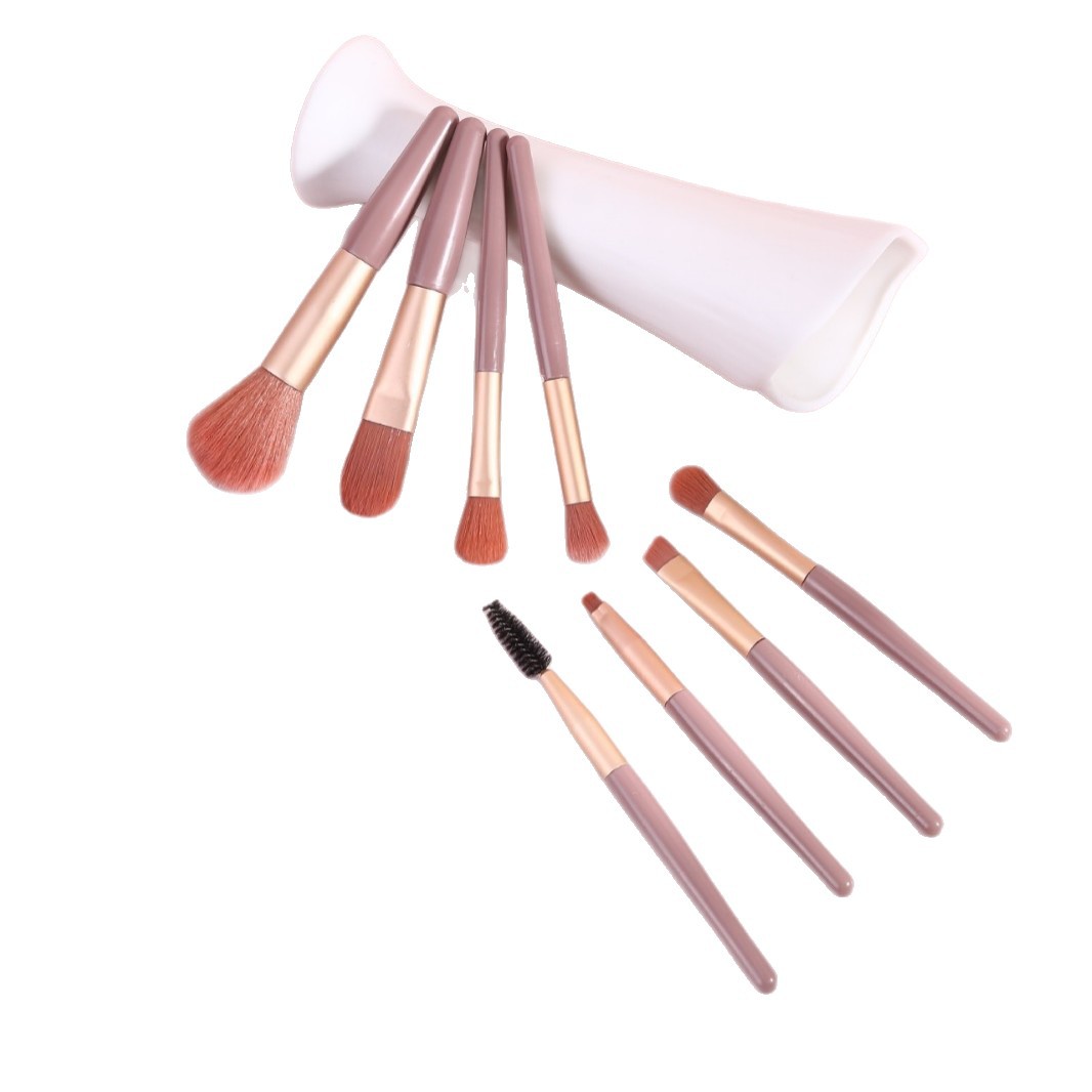 Mini 8-Tube Macaron Soft-Bristled Makeup Brush, Portable Eyeshadow And Blush Complete Set Of Brushes, Beginner's Beauty Tools Item Picture