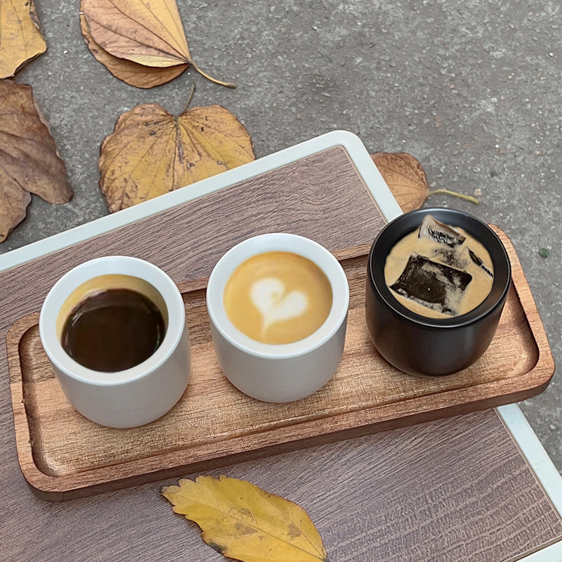 6gains简约拿铁杯咖啡厅加厚陶瓷意式浓缩拿铁咖啡杯冷萃对杯套装