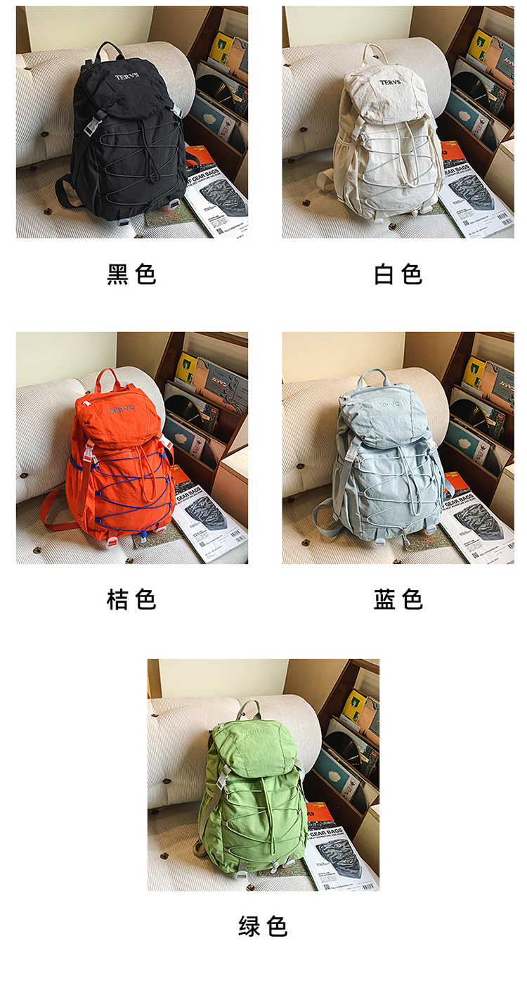 跨境双肩包男轻便登山包抽绳大容量户外旅行双肩包女大学生书包女详情5