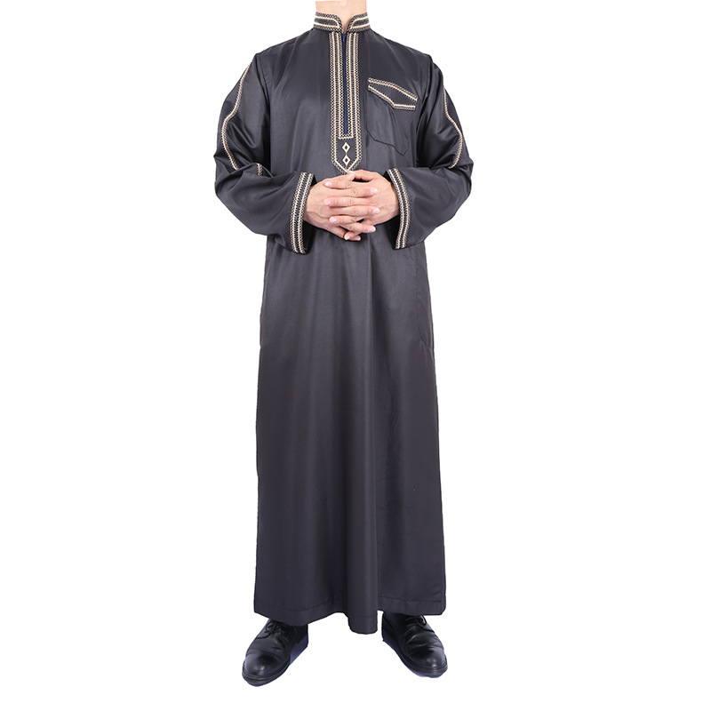 Saudi Arabian robes sell like hot cakes Nigeria washed cashmere embroidery collar Middle East robe factory Specification drawing