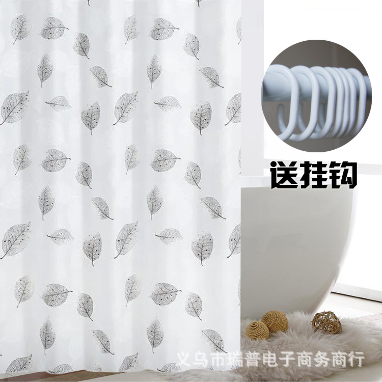 peva浴帘浴室帘淋浴帘树叶卫生间窗帘防水防霉隔断挂帘门帘子布