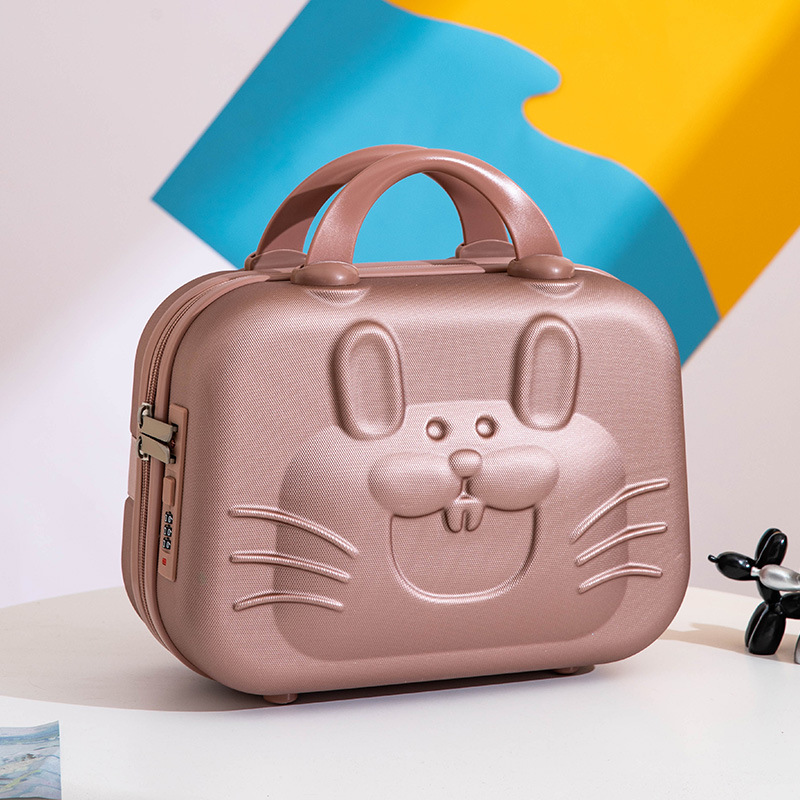 新款手提箱行李化妆箱14寸16卡通可爱密码箱儿童迷你旅行箱包批发白底实物图