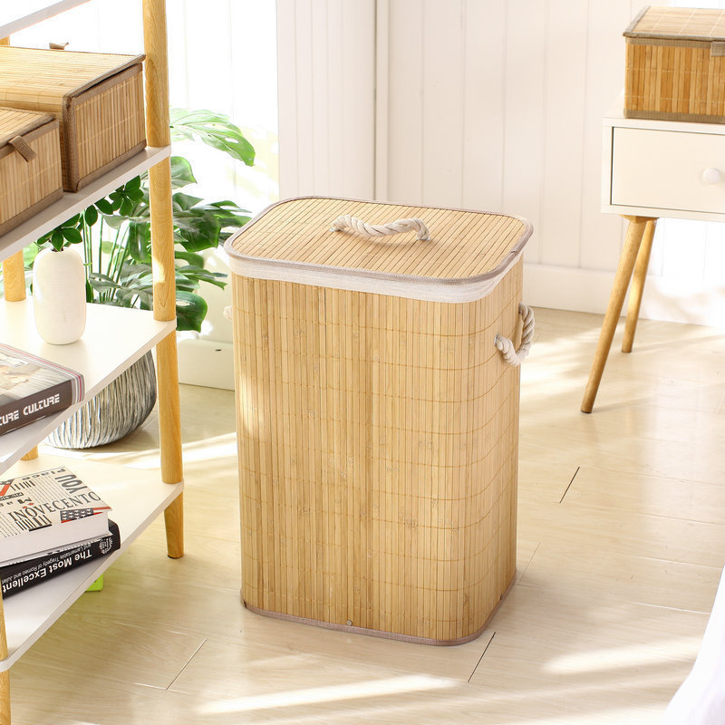 Bamboo folding and woven dirty clothes storage bucket details Picture