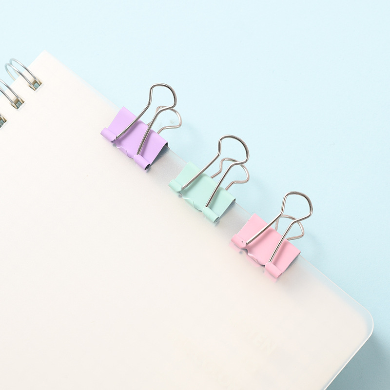 Factory-customized 19mm long-tail clip for office storage, wholesale macaron-colored effortless ticket holders, stationery details Picture