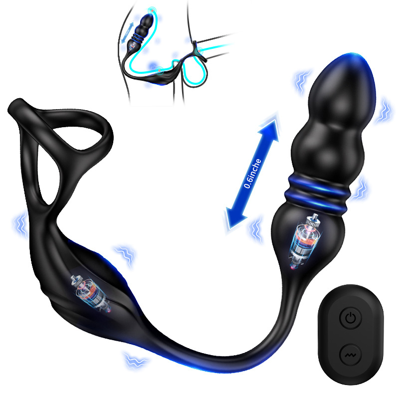 Adult sex toys such as the telescopic double-ring exercise vibration anal plug massager details Picture
