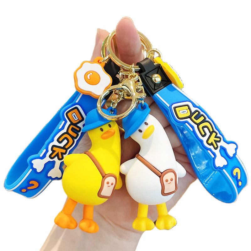 Creative Cartoon Crooked Duck Key Chain Cute Couple Bag Hanging Decoration Car Key Ring Small Goods Pendant Item Picture