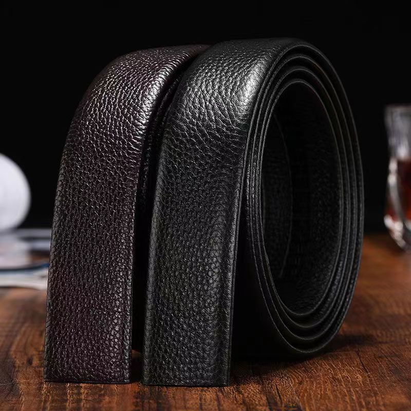 Headless Belt For Men Leather Automatic Belt Without Lead Strip Layer Cowhide Smooth Buckle Body Lychee Grain Without Buckle Application Scenario