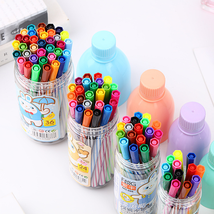 可爱漂流品可洗水彩笔订制学生绘图涂鸦彩色笔可加印LOGO广告宣传详情图2