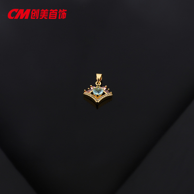 Chuangmei Jewelry's 24K gold-plated synthetic cubic zirconia pendant is a light luxury, niche and retro necklace pendant Specification image