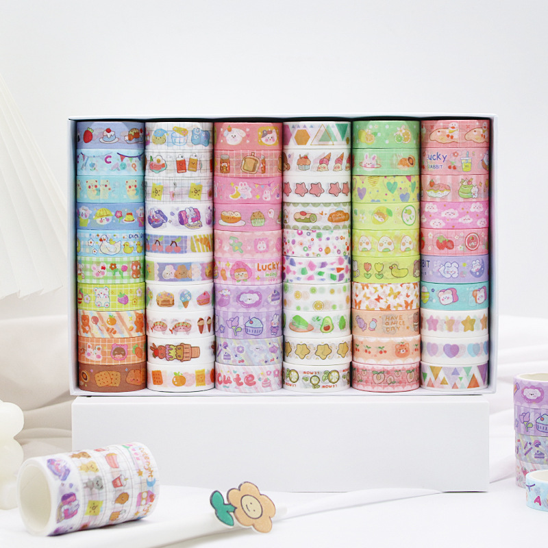Cartoon and washi tape set of 60 rolls, Japanese InS-style sticker tape planner gift box, diy decorative material drawing full figure