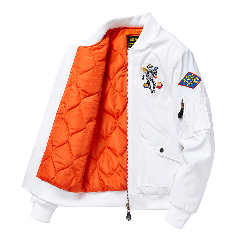 High-End Embroidery Thickened Flight Suit Coat Men's New Fall Trend Baseball Collar Cotton-Padded Jacket Country Trend Youth Men's Wear Specification drawing