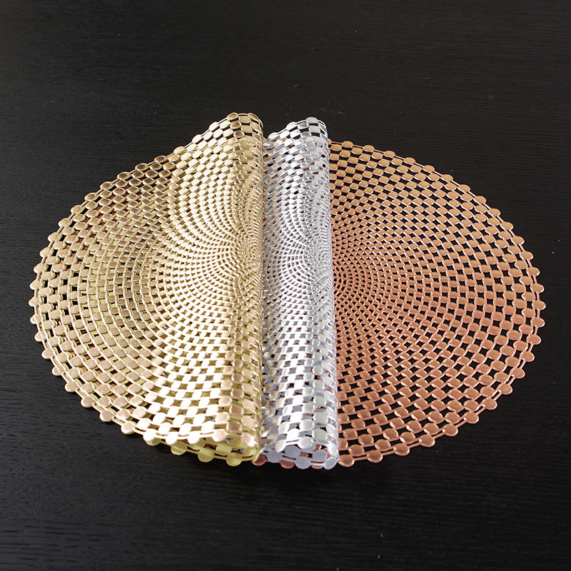 Womei round, simple, hollowed-out PVC gold-embossed anti-slip placemats and coasters, Nordic light luxury waterproof, oil-proof, heat-resistant, oil-proof, wear-resistant and heat-insulating pads, Western placemats
