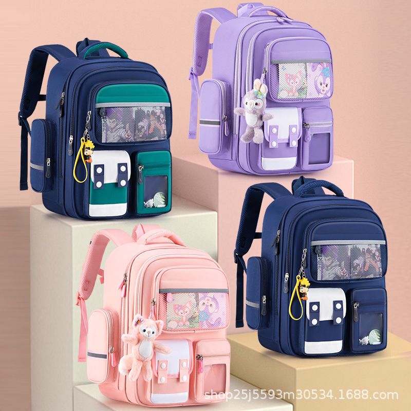 New children's schoolbags for grades 1-6, low-load and spine-protecting large-capacity backpacks for both boys and girls