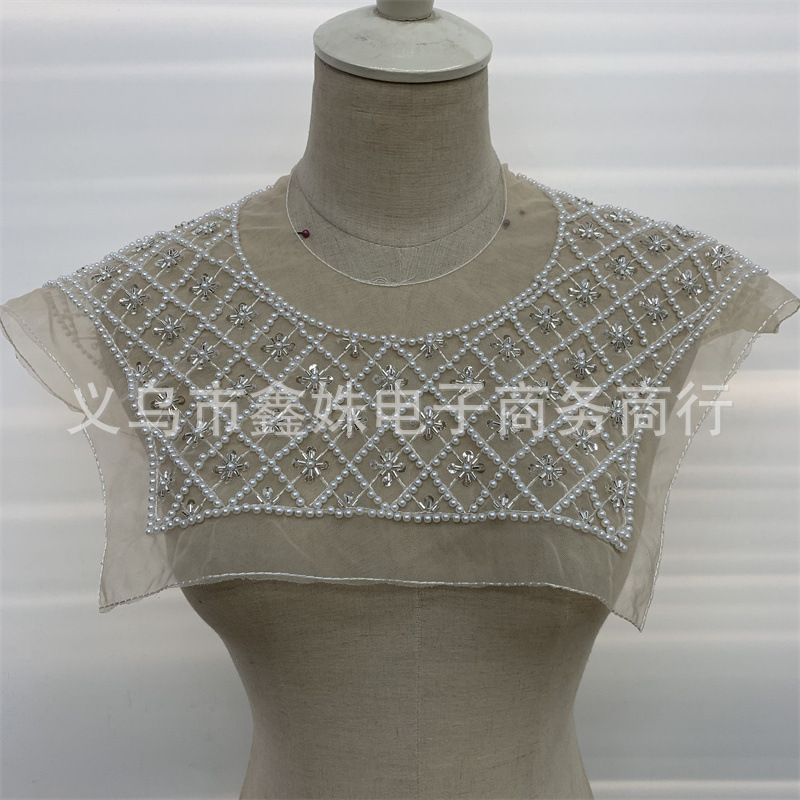 Pearl chiffon collar flower semi-finished clothing accessories and decorative parts