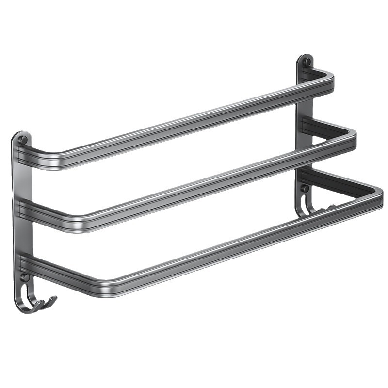 Wholesale of multi-layer towel racks for bathrooms without drilling, bath towel hanging racks, thickened space aluminum wall-mounted towel rods Item Picture