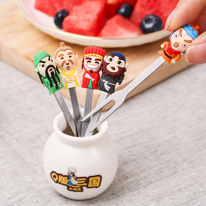 Fruit fork storage can set, creative internet-famous Chinese-style silicone fruit skewers, restaurant dessert forks, fruit sticks, fruit skewers details Picture